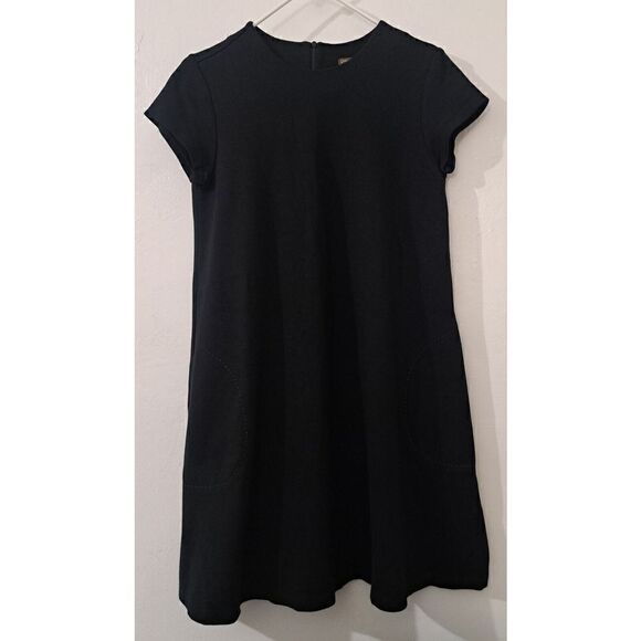 J Mclaughlin Womens Small Stretch Knit Flare Shift Dress Black Pockets - Picture 1 of 7